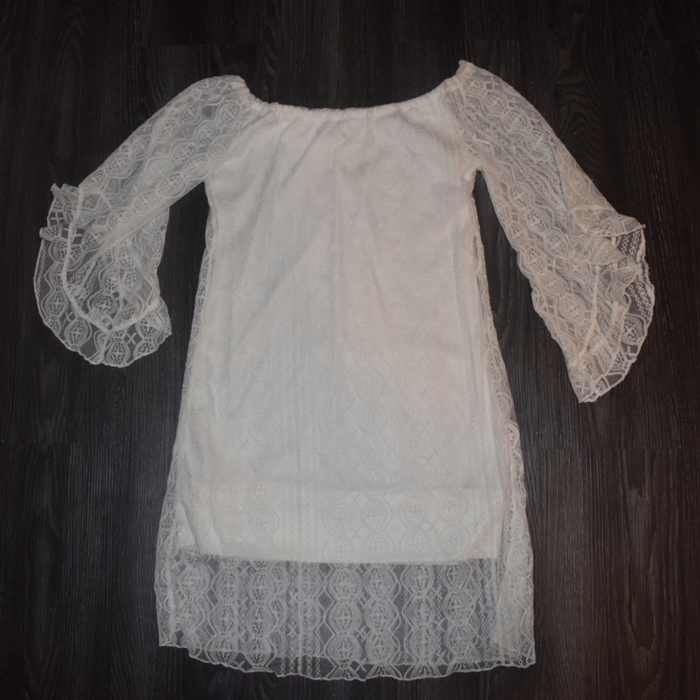 Charming Charlie OffShoulder White Lace Boho Dress
